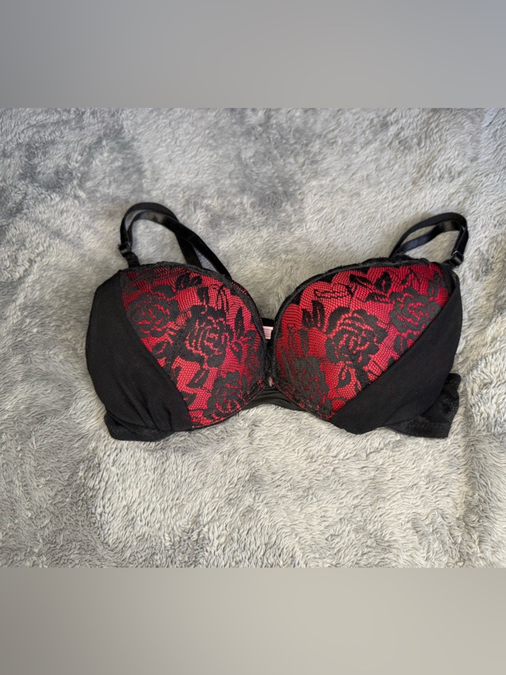 Native Red and Black Lace Push-Up Bra